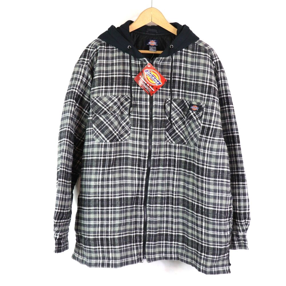 NWT Dickies Hooded flannel plaid jacket Large